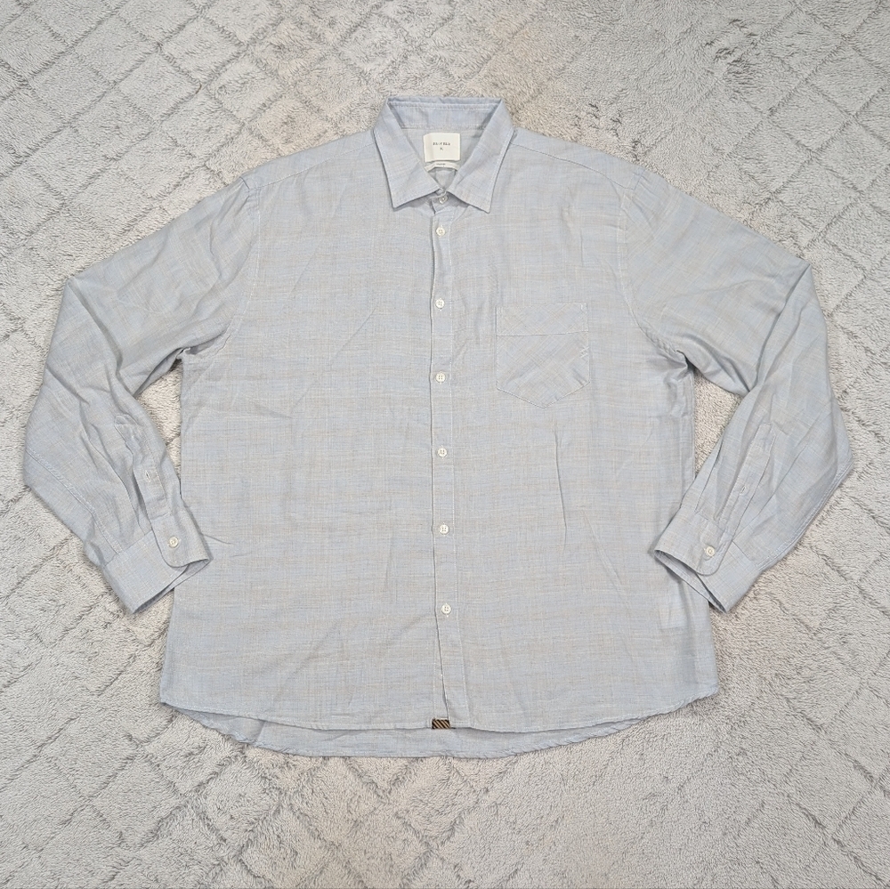 Billy Reid Shirt Mens XL Blue Gray Plaid Cotton Button Up Casual Office Preppy